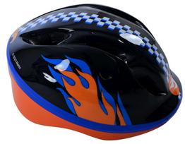 Dviratininkų šalmas vaikams Volare Hot Wheels, mėlyna sp./juoda sp./oranžinė sp., 52-56 cm