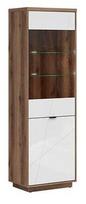 Vitrina Forn S471-REG1D1W-DDC/BIP, ąžuolo sp./balta sp., 64 cm x 42.5 cm x 200.5 cm