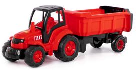 Žaislinis traktorius Wader-Polesie Champion Tractor With Semitrailer 0445, juoda sp./raudona sp.