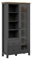 Vitrina Hesen S515-REG1W2S/20/11-GF/DASN, ąžuolo sp./grafito sp., 106 cm x 44 cm x 203 cm