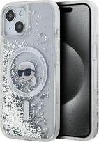 Telefono dėklas Karl Lagerfeld Liquid Glitter Karl Choupette Head MagSafe, balta sp., Apple