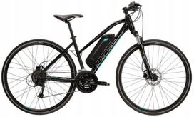 Elektrinis dviratis Kross E-Trans Hybrid 1.0 Lad, 17'', 28", 250 W, 14.5 Ah, juoda sp./mėtinė (mint) sp.