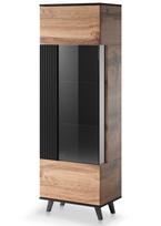 Vitrina Random W-1, ąžuolo sp./juoda sp., 40 cm x 60 cm x 182 cm