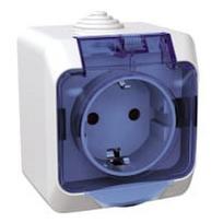 Kištukinis lizdas Schneider Electric Cedar Plus WDE000543, su įžeminimu, IP44, balta sp./skaidri sp.