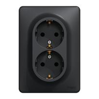 Dvivietis kištukinis lizdas Schneider Electric Sedna Design SDD314221, su įžeminimu, antracito sp.