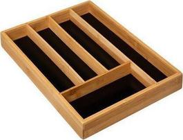 Stalo įrankių dėklas 5five Simply Smart Organizer, 34 cm x 25 cm x 4.5 cm, bambukas, ruda sp./juoda sp.