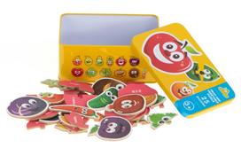 Edukacinė medinė dėlionė Puzzle Fruits & Vegetables, 7 cm, įvairių spalvų, 25 vnt.