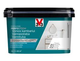 Emaliniai dažai, baldams/dažytų paviršių defektams šalinti V33 Renovation Perfection Bathroom, satino, 2 l, balta sp.