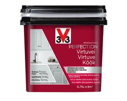 Emaliniai dažai, baldams/dažytų paviršių defektams šalinti V33 Renovation Perfection Kitchen, satino, 0.75 l, šviesiai pilka sp.