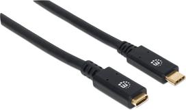 Kabelis IC Intracom USB-C male - USB female 355681 USB-C male, USB-C female, 1 m, juoda sp.