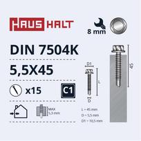 Savisriegis Haushalt DIN 7504K, 5.5 mm x 45 mm, 15 vnt.