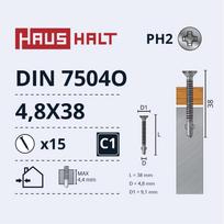 Savisriegis Haushalt DIN 7504O, 4.8 mm x 38 mm, 15 vnt.