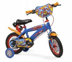 Vaikiškas dviratukas su papildomais ratukais, vaikų Toimsa Hot Wheels T1268, mėlyna sp./raudona sp./geltona sp., 12"