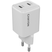 Telefono įkroviklis Canyon CU35CC, 2 x USB Type-C, 4.35 cm, balta sp., 35 W