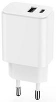 Telefono įkroviklis Setty, USB Type C/USB Type A, balta sp., 20 W