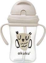 Gertuvė su silikoniniu šiaudeliu Akuku A0204, 300 ml, 9 mėn., plastikas, smėlio sp.