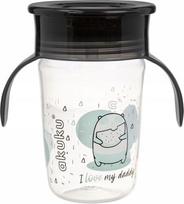 Vaikiškas puodelis Akuku 360 A0671, 240 ml, 6+ mėn., plastikas, juoda sp.