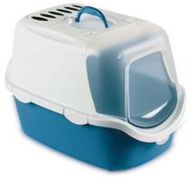 Uždaro tipo kačių tualetas Stefanplast Cathy Easy Clean, mėlyna sp./balta sp., uždaras, 56 cm x 40 cm x 40 cm