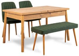 Valgomojo komplektas Kalune Design Santiago 1070 - 3 A, žalia sp./pušies sp.