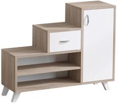 Batų spintelė Kalune Design Retro, balta sp./smėlio sp., 33 cm x 90 cm x 77 cm