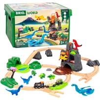 Žaislinis traukinys su bėgiais Brio World Dinosaur Deluxe, įvairių spalvų