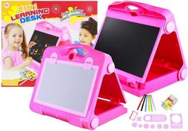 Piešimo lenta, su priedais Lean Toys Learning 2in1, 36 cm, rožinė sp.