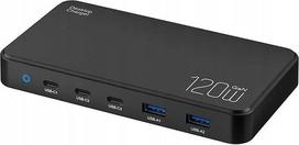 Telefono įkroviklis BlitzWolf Blitzwolf, 3 x USB-C/2 x USB Type A, 14.65 cm, juoda sp., 120 W