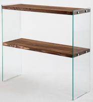 Konsolinis staliukas Kalune Design Venedik, riešuto sp./skaidri sp., 30 cm x 90 cm x 80 cm
