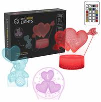 Dekoracija "širdis" Manta 3D su LED apšvietimu, 21.7 cm, 11.4 cm, įvairių spalvų