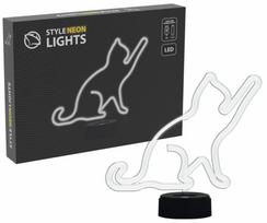 Dekoracija "Katė" Manta Style Neon Lights su LED apšvietimu, 26.8 cm, 24.4 cm, balta sp.