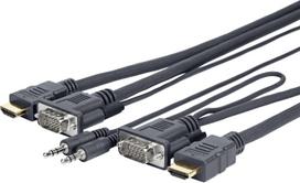 Kabelis Vivolink Pro PROVGAHDMIFLY3 VGA / 3.5 mm / HDMI, VGA / 3.5 mm / HDMI, 5 m, juoda sp.