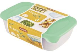 Dėžutė maistui Curver Fresh&Go, 0.5 - 2 l, 25.6 cm x 16.7 cm, skaidri sp./žalia sp., 3 vnt.