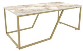 Kavos staliukas Kalune Design Wendy, aukso sp./balta sp., 120 cm x 60 cm x 48 cm
