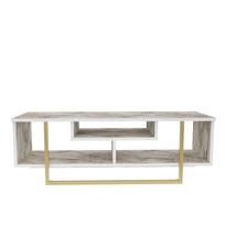 TV staliukas Kalune Design Asal 120, ruda sp./aukso sp./balta sp., 35.2 cm x 120 cm x 40.2 cm
