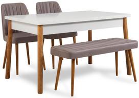 Valgomojo komplektas Kalune Design Costa 0701 - 3 AB, balta sp./pilka sp./pušies sp.