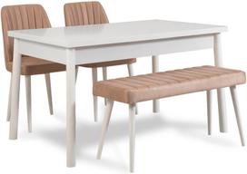 Valgomojo komplektas Kalune Design Costa 0900 - 3 B, balta sp./rožinė sp.