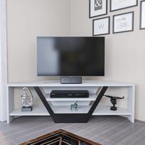 TV staliukas Kalune Design Sares, balta sp./juoda sp., 35 cm x 120 cm x 36.8 cm