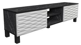 TV staliukas Kalune Design Linda, balta sp./juoda sp., 150 cm x 35 cm x 40.3 cm
