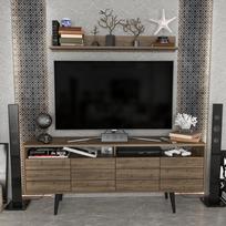 TV staliukas Kalune Design Ola, riešuto sp., 160 cm x 35 cm x 64.5 cm