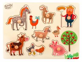Medinė dėlionė Smily Play Farm Animals SPW83803, 22.6 cm x 30.2 cm, 7 vnt., įvairių spalvų
