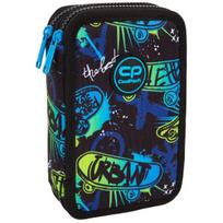 Penalas, su priedais CoolPack Jumper 2 Skate Night, 19.5 cm x 12.5 cm, mėlyna sp./juoda sp./žalia sp.