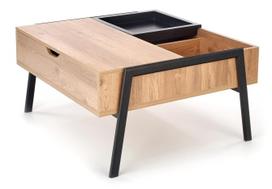 Kavos staliukas Podium, juoda sp./medžio sp., 80 cm x 85 cm x 43 - 64 cm