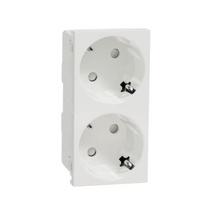 Dvivietis kištukinis lizdas Schneider Electric NU306618, su įžeminimu, balta sp.