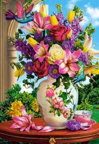 Dėlionė Castorland Vase With Flowers - Hummingbirds 1500 el. 152032, 47 cm x 68 cm, 1500 vnt., įvairių spalvų