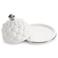 Serviravimo lėkštė Adore, 16 cm x 16 cm x 12 cm, Ø 16 cm, balta sp./sidabro sp., keramika