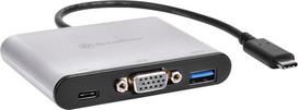 Adapteris SilverStone USB-C - VGA/USB/USB-C SST-EP06C USB-C male, VGA/USB/USB-C female, pilka sp.