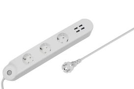 Buitinis ilgintuvas Denver, SHP-300U, 0.5 m, 3 lizdų, 4USB, su jungikliu