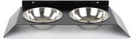 Stovas su dubenėliais šuniui Kalune Design Pet Food Bowl PET018, 50 cm x 20 cm x 6 cm, juoda sp./chromo sp.