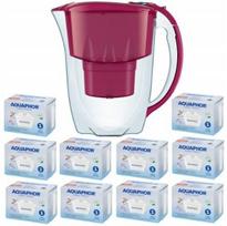Vandens filtravimo indas, su kasetėmis Aquaphor Amethyst + 10 Maxfor filtrų, 2.8 l, bordo sp./skaidri sp.