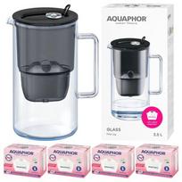 Vandens filtravimo indas, su kasetėmis (4 Maxfor Mg) Aquaphor Glass, 2.5 l, skaidri/juoda